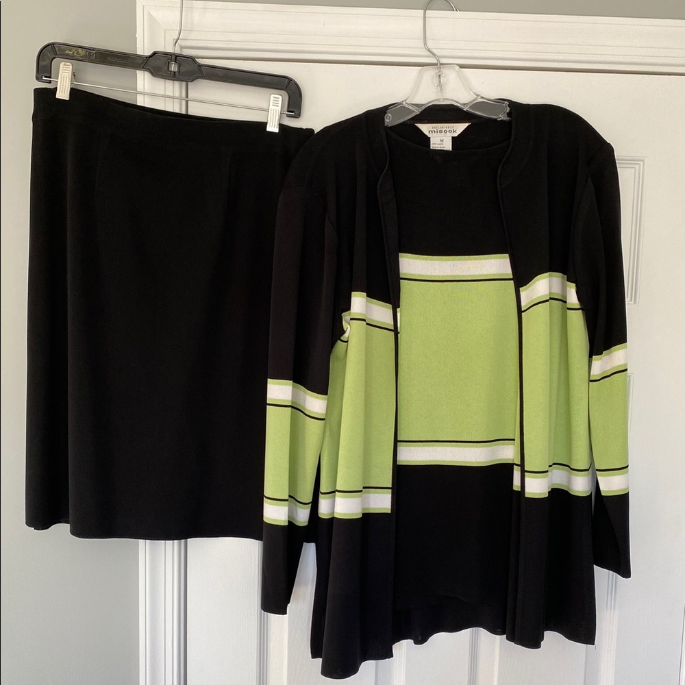 Misook knit set - skirt/cardigan/tank